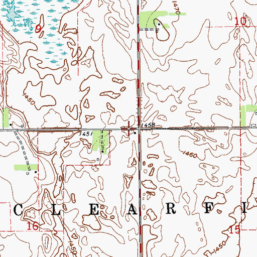 Topographic Map of Clearfield Town Hall, ND