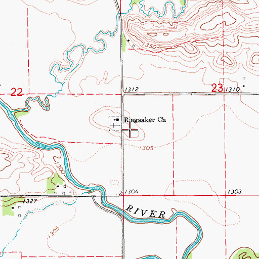 Topographic Map of Romness Town Hall, ND