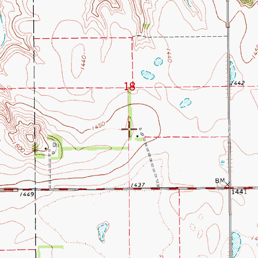 Topographic Map of BW Ranch, ND