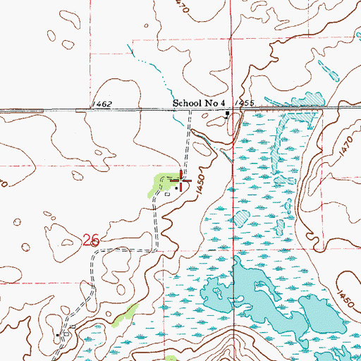 Topographic Map of Willow Town Hall, ND