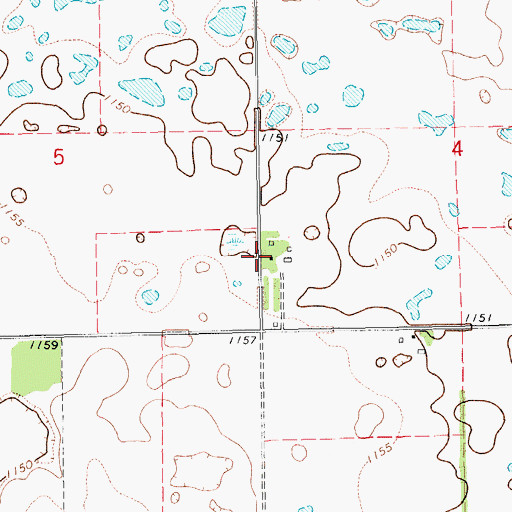 Topographic Map of Broadlawn Town Hall, ND