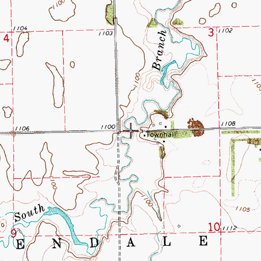 Topographic Map of Edendale Town Hall, ND
