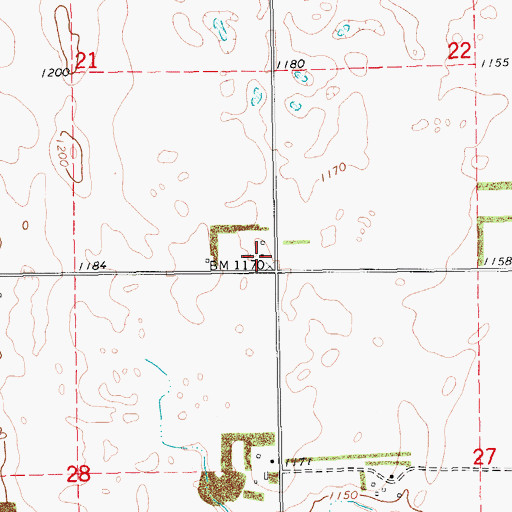 Topographic Map of Sherbrooke Town Hall, ND