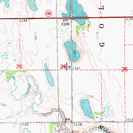 Topographic Map of Golden Lake Town Hall, ND