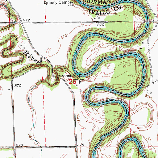 Topographic Map of Quincy (historical), ND