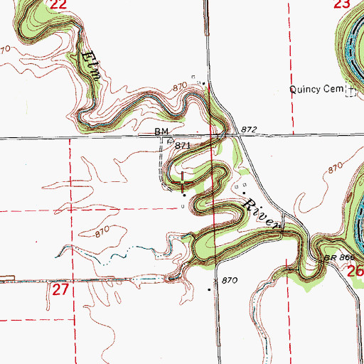 Topographic Map of Elm River Town Hall, ND