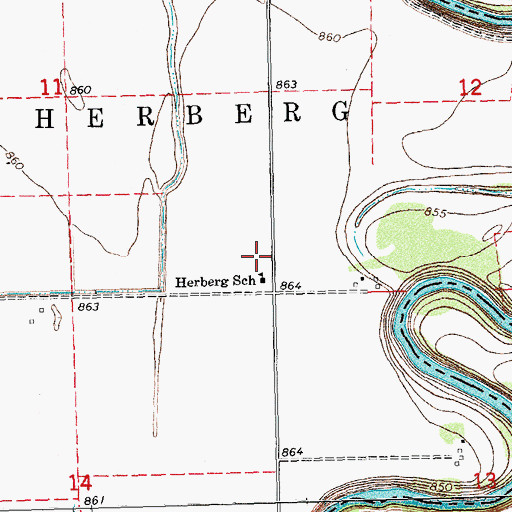 Topographic Map of Herberg Town Hall, ND