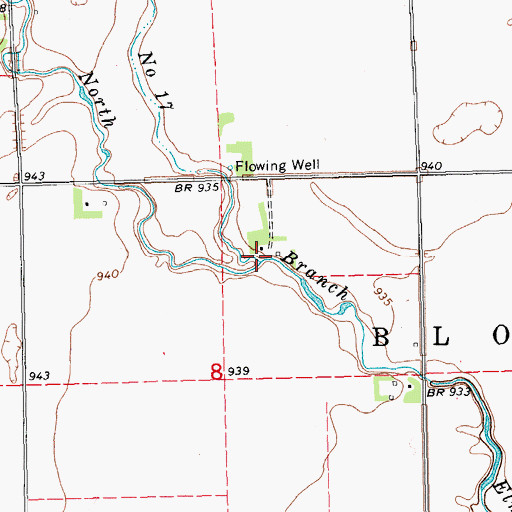Topographic Map of Bloomfield Town Hall, ND