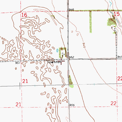 Topographic Map of Buxton Town Hall, ND