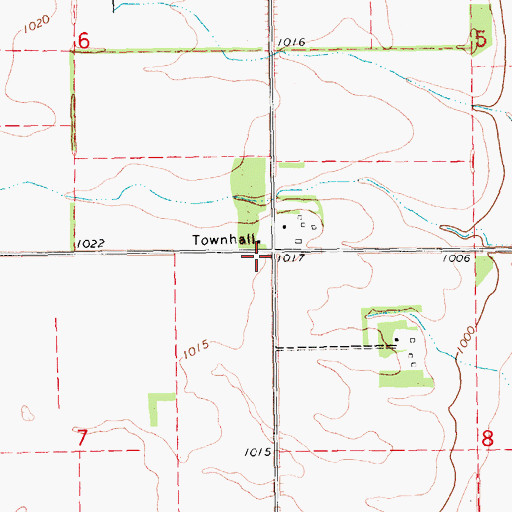 Topographic Map of Morgan Town Hall, ND