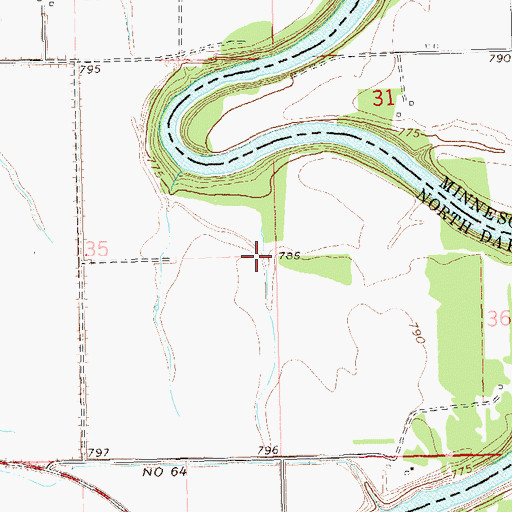 Topographic Map of Joliette (historical), ND