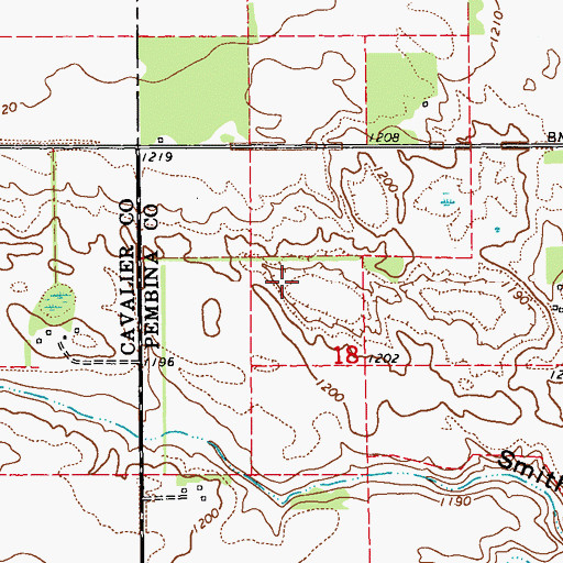 Topographic Map of Beaulieu (historical), ND