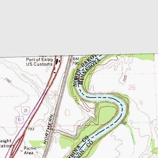 Topographic Map of Huron City (historical), ND