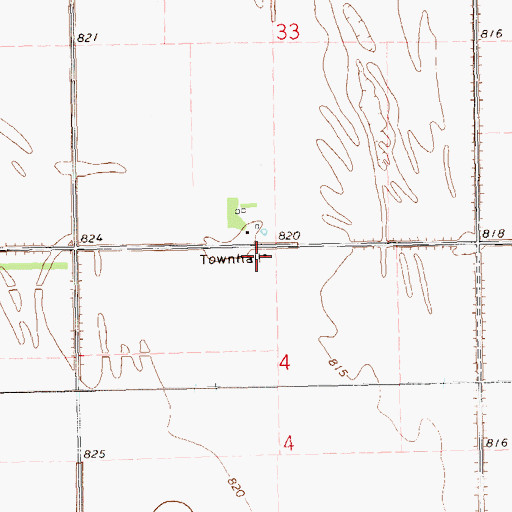 Topographic Map of Midland Town Hall, ND