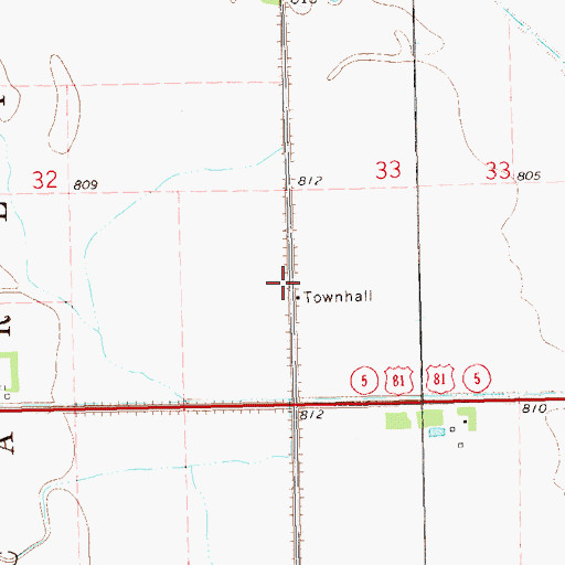 Topographic Map of Carlisle Town Hall, ND