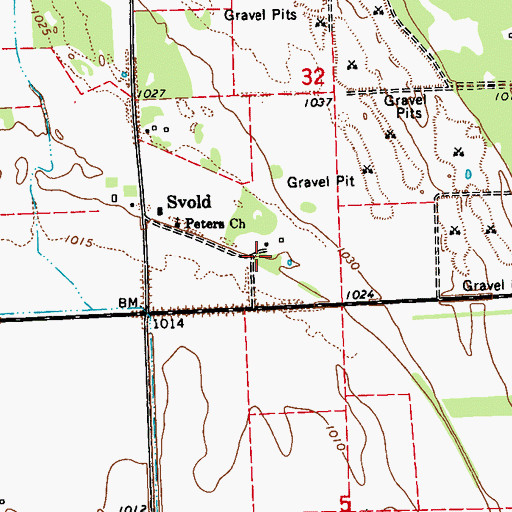 Topographic Map of Advance Town Hall, ND