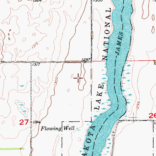 Topographic Map of Eaton (historical), ND