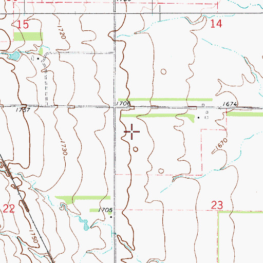 Topographic Map of Ulness (historical), ND