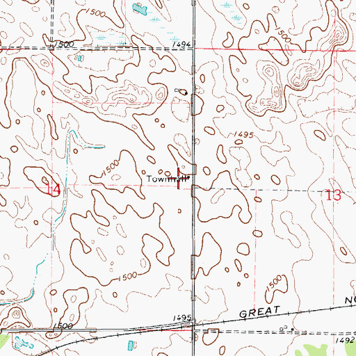 Topographic Map of Elm Town Hall, ND