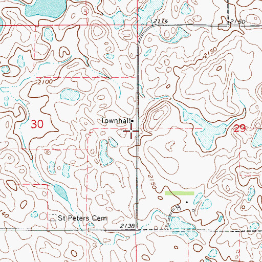 Topographic Map of Albertha Town Hall, ND