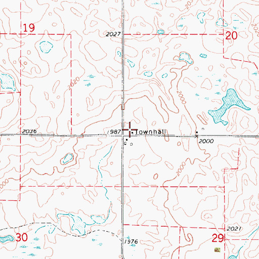 Topographic Map of Spring Valley Town Hall, ND