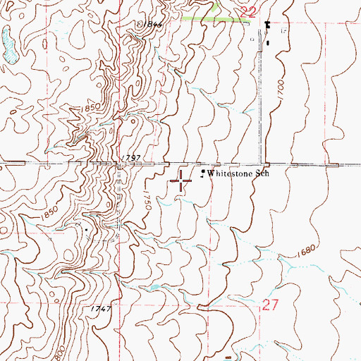Topographic Map of Whitestone Town Hall, ND