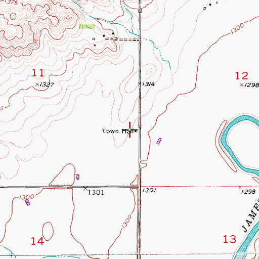 Topographic Map of Wright Town Hall, ND