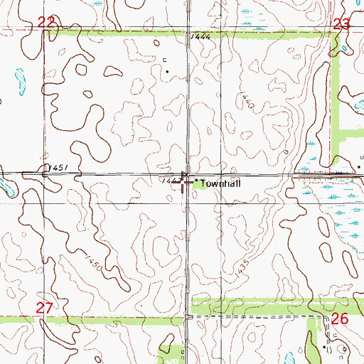 Topographic Map of Porter Town Hall, ND