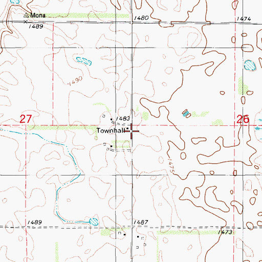 Topographic Map of Valley Town Hall, ND