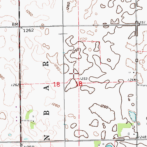 Topographic Map of Dunbar (historical), ND