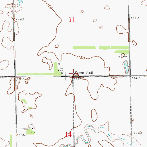 Topographic Map of Shuman Town Hall, ND