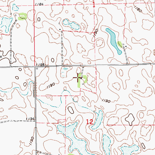 Topographic Map of Dunbar Town Hall, ND