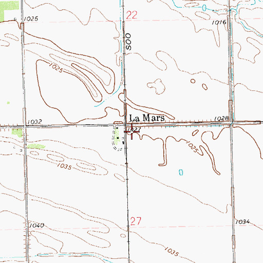 Topographic Map of La Mars Town Hall, ND