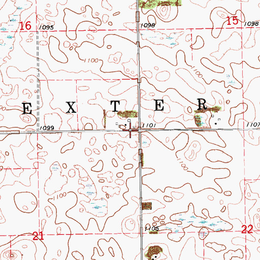 Topographic Map of Dexter Town Hall, ND