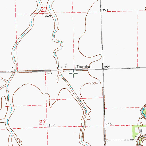 Topographic Map of Dwight Township Hall, ND