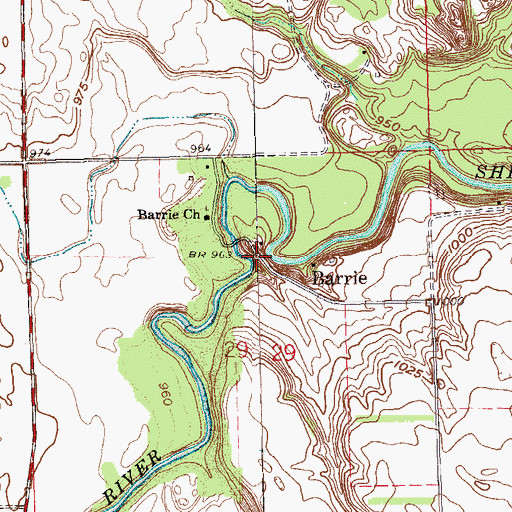 Topographic Map of Barrie Town Hall, ND