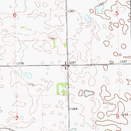Topographic Map of Tuller Town Hall, ND