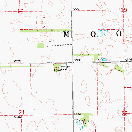 Topographic Map of Moore Town Hall, ND