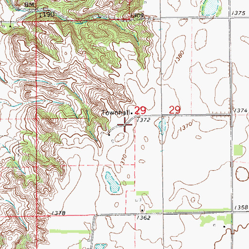 Topographic Map of Preston Town Hall, ND