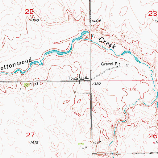 Topographic Map of Dean Town Hall, ND