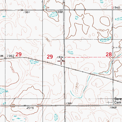 Topographic Map of Pamona View Town Hall, ND