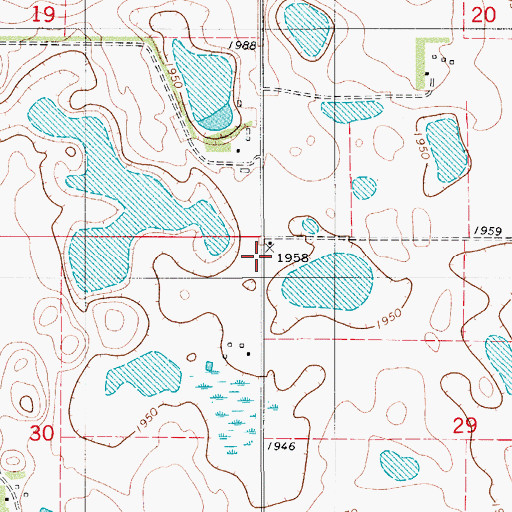 Topographic Map of Swede Town Hall, ND