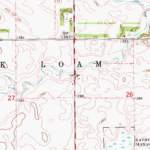 Topographic Map of Black Loam Town Hall, ND