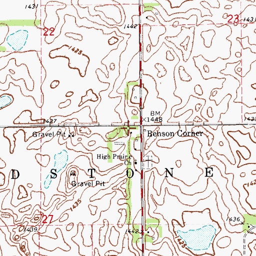 Topographic Map of Gladstone Town Hall, ND