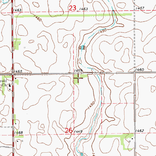 Topographic Map of Prairie Town Hall, ND