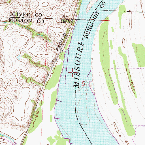 Topographic Map of Norwegian Bend (historical), ND