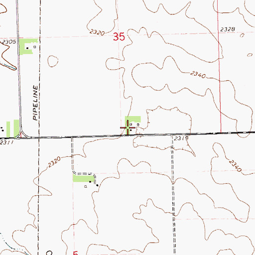 Topographic Map of Wasburn Ranch, ND
