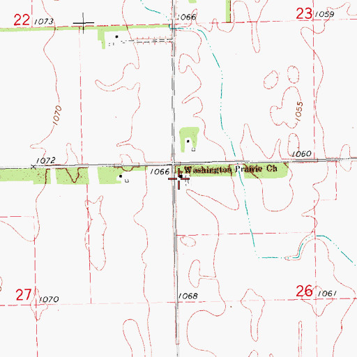 Topographic Map of Washington Prairie Cemetery, ND