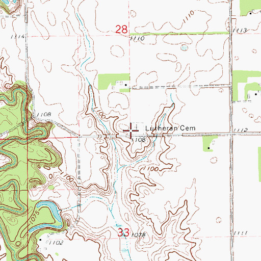 Topographic Map of Lutheran Cemetery, ND