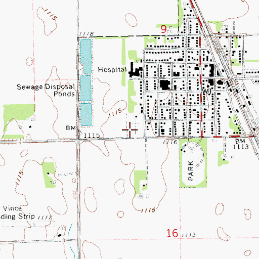 Topographic Map of Northwood Cemetery, ND